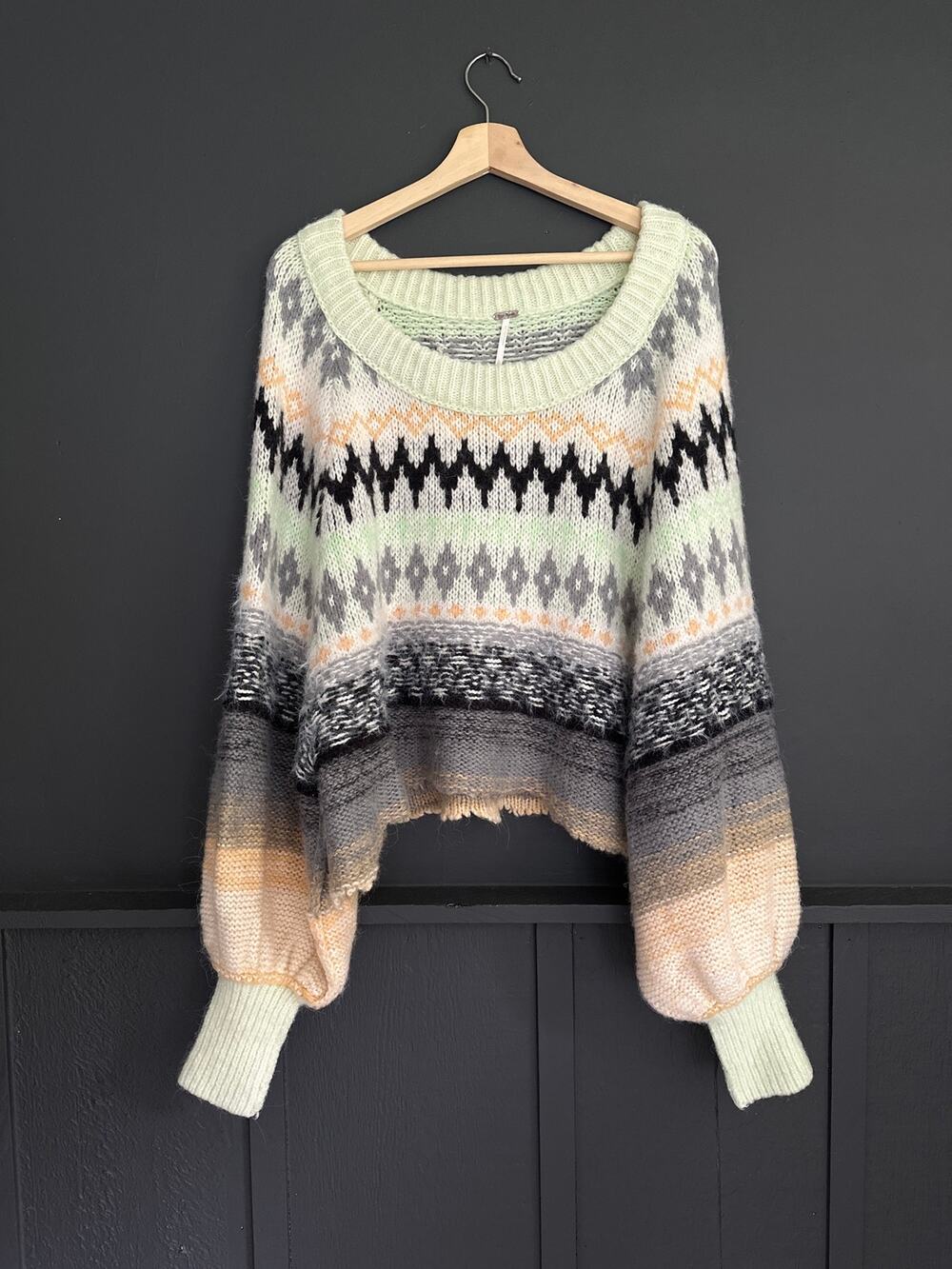 Free People Frozen Forrest Knit Sweater CROPPED Size Large